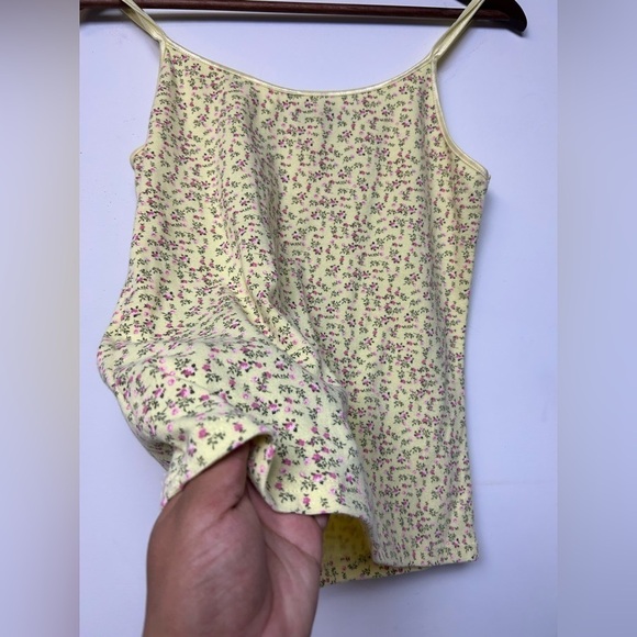 VTG Y2K Montan Blues Top blouse L Ditsy Floral Tank Yellow multicolor Baby Doll - Picture 5 of 9